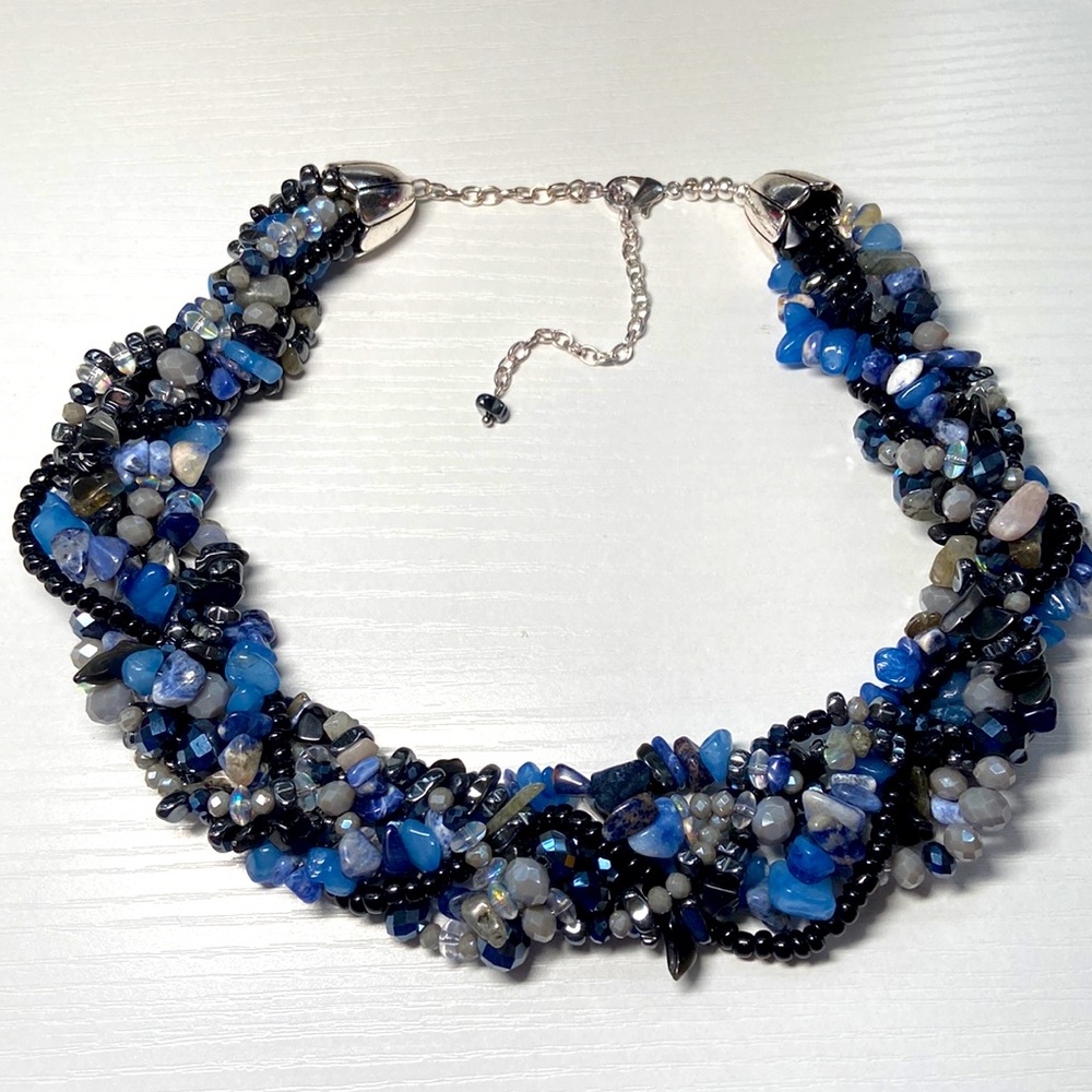 Handmade genuine stones and seed beads necklace.